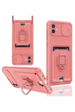 Newface Samsung Galaxy A05 Kılıf Zuma Kartvizitli Yüzüklü Silikon - Pembe