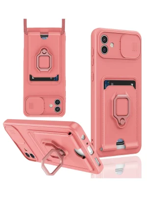 Newface Samsung Galaxy A05 Kılıf Zuma Kartvizitli Yüzüklü Silikon - Pembe