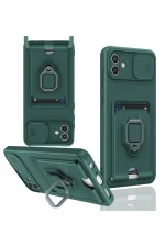 Newface Samsung Galaxy A05 Kılıf Zuma Kartvizitli Yüzüklü Silikon - Yeşil