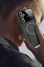 Newface Samsung Galaxy A05S Kılıf Joy Lens Standlı Kapak - Siyah - Görsel 3