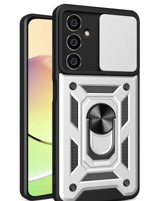 Newface Samsung Galaxy A05S Kılıf Pars Lens Yüzüklü Silikon - Gümüş