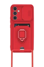 Newface Samsung Galaxy A05S Kılıf Zuma Kartvizitli Yüzüklü Silikon - Kırmızı - Görsel 2