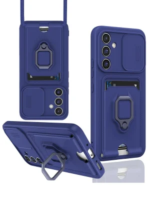 Newface Samsung Galaxy A05S Kılıf Zuma Kartvizitli Yüzüklü Silikon - Lacivert