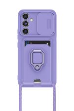 Newface Samsung Galaxy A05S Kılıf Zuma Kartvizitli Yüzüklü Silikon - Lila - Görsel 2