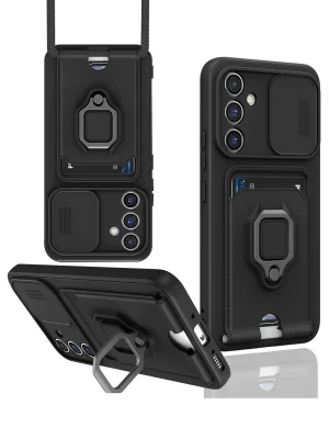 Newface Samsung Galaxy A05S Kılıf Zuma Kartvizitli Yüzüklü Silikon - Siyah