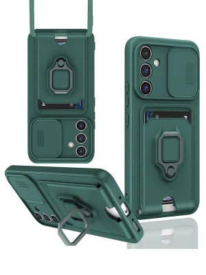 Newface Samsung Galaxy A05S Kılıf Zuma Kartvizitli Yüzüklü Silikon - Yeşil