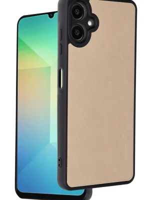 Newface Samsung Galaxy A06 Kılıf Aras Deri Kapak - Pudra