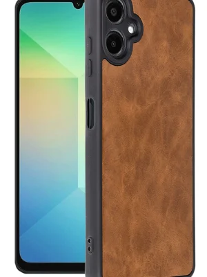 Newface Samsung Galaxy A06 Kılıf Aras Deri Kapak - Taba