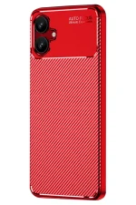 Newface Samsung Galaxy A06 Kılıf Auto Focus Karbon Kapak - Kırmızı - Görsel 2
