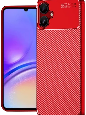 Newface Samsung Galaxy A06 Kılıf Auto Focus Karbon Kapak - Kırmızı