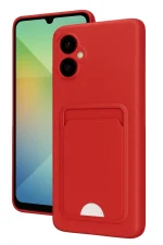Newface Samsung Galaxy A06 Kılıf Kelvin Kartvizitli Silikon - Kırmızı