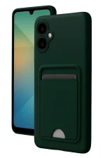 Newface Samsung Galaxy A06 Kılıf Kelvin Kartvizitli Silikon - Koyu Yeşil