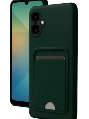 Newface Samsung Galaxy A06 Kılıf Kelvin Kartvizitli Silikon - Koyu Yeşil