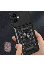 Newface Samsung Galaxy A06 Kılıf Pars Lens Yüzüklü Silikon - Siyah - Görsel 2