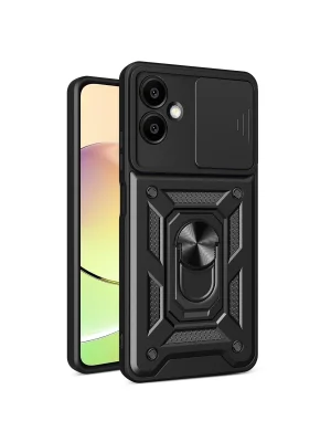 Newface Samsung Galaxy A06 Kılıf Pars Lens Yüzüklü Silikon - Siyah