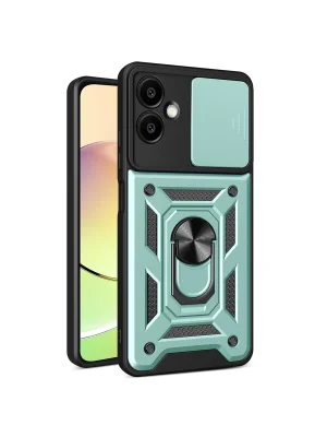 Newface Samsung Galaxy A06 Kılıf Pars Lens Yüzüklü Silikon - Yeşil