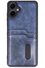 Newface Samsung Galaxy A06 Kılıf Sara Kartvizitli Deri Kılıf - Lacivert