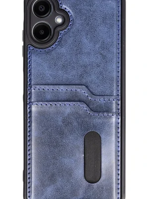 Newface Samsung Galaxy A06 Kılıf Sara Kartvizitli Deri Kılıf - Lacivert