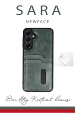 Newface Samsung Galaxy A06 Kılıf Sara Kartvizitli Deri Kılıf - Taba - Görsel 2