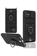 Newface Samsung Galaxy A06 Kılıf Zuma Kartvizitli Yüzüklü Silikon - Siyah