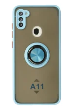 Newface Samsung Galaxy A11 Kılıf Montreal Yüzüklü Silikon Kapak - Buz Mavi