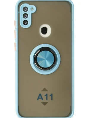 Newface Samsung Galaxy A11 Kılıf Montreal Yüzüklü Silikon Kapak - Buz Mavi