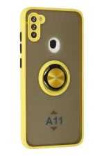 Newface Samsung Galaxy A11 Kılıf Montreal Yüzüklü Silikon Kapak - Sarı - Görsel 2