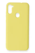 Newface Samsung Galaxy A11 Kılıf Nano içi Kadife Silikon - Sarı