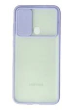 Newface Samsung Galaxy A11 Kılıf Palm Buzlu Kamera Sürgülü Silikon - Lila - Görsel 2