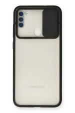 Newface Samsung Galaxy A11 Kılıf Palm Buzlu Kamera Sürgülü Silikon - Siyah