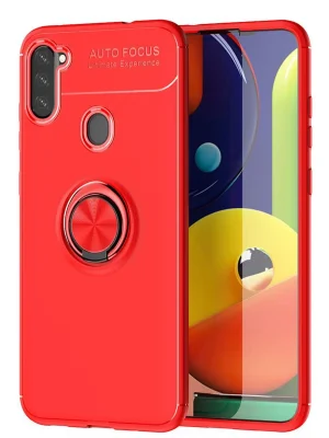 Newface Samsung Galaxy A11 Kılıf Range Yüzüklü Silikon - Kırmızı