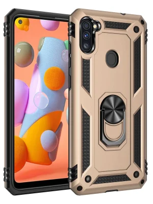 Newface Samsung Galaxy A11 Kılıf Sofya Yüzüklü Silikon Kapak - Gold