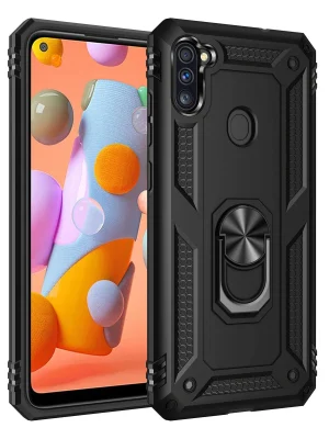 Newface Samsung Galaxy A11 Kılıf Sofya Yüzüklü Silikon Kapak - Siyah