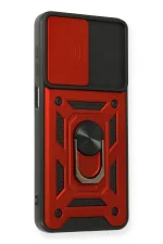 Newface Samsung Galaxy A12 Kılıf Pars Lens Yüzüklü Silikon - Kırmızı - Görsel 2