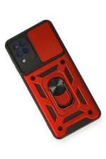 Newface Samsung Galaxy A12 Kılıf Pars Lens Yüzüklü Silikon - Kırmızı - Görsel 3