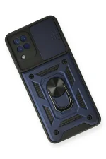 Newface Samsung Galaxy A12 Kılıf Pars Lens Yüzüklü Silikon - Lacivert - Görsel 3