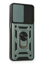 Newface Samsung Galaxy A12 Kılıf Pars Lens Yüzüklü Silikon - Yeşil - Görsel 2