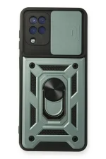 Newface Samsung Galaxy A12 Kılıf Pars Lens Yüzüklü Silikon - Yeşil