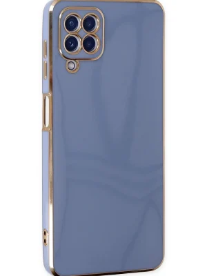 Newface Samsung Galaxy A12 Kılıf Volet Silikon - Mavi