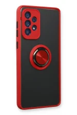 Newface Samsung Galaxy A13 4G Kılıf Montreal Yüzüklü Silikon Kapak - Kırmızı - Görsel 2