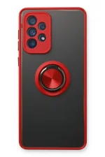 Newface Samsung Galaxy A13 4G Kılıf Montreal Yüzüklü Silikon Kapak - Kırmızı
