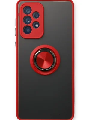 Newface Samsung Galaxy A13 4G Kılıf Montreal Yüzüklü Silikon Kapak - Kırmızı
