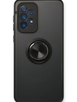 Newface Samsung Galaxy A13 4G Kılıf Montreal Yüzüklü Silikon Kapak - Siyah