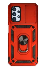 Newface Samsung Galaxy A13 4G Kılıf Pars Lens Yüzüklü Silikon - Kırmızı