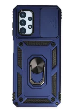 Newface Samsung Galaxy A13 4G Kılıf Pars Lens Yüzüklü Silikon - Lacivert