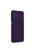 Newface Samsung Galaxy A14 4G Kılıf Kelvin Kartvizitli Silikon - Derin Mor - Görsel 2