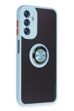 Newface Samsung Galaxy A14 4G Kılıf Montreal Yüzüklü Silikon Kapak - Buz Mavi - Görsel 2