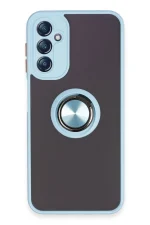 Newface Samsung Galaxy A14 4G Kılıf Montreal Yüzüklü Silikon Kapak - Buz Mavi