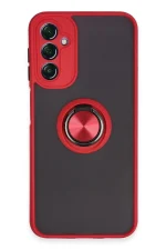 Newface Samsung Galaxy A14 4G Kılıf Montreal Yüzüklü Silikon Kapak - Kırmızı