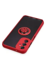 Newface Samsung Galaxy A14 4G Kılıf Montreal Yüzüklü Silikon Kapak - Kırmızı - Görsel 4